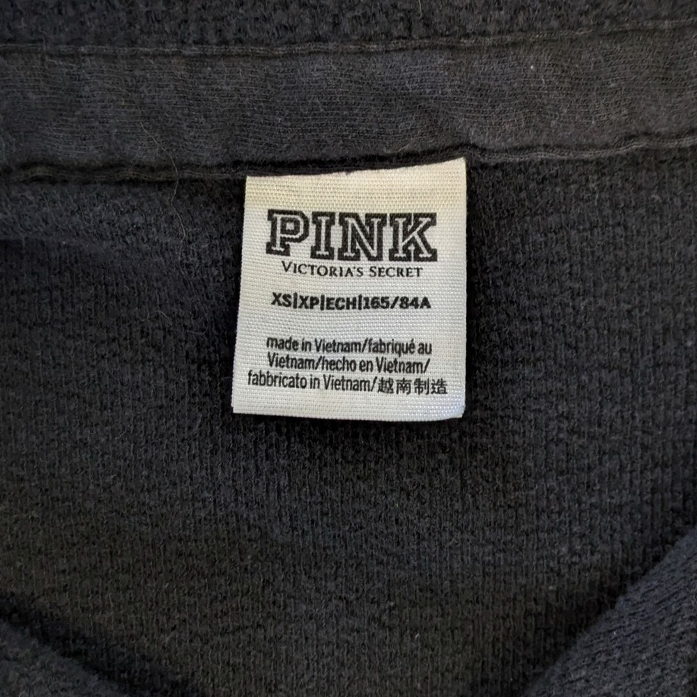 Pink Victoria's Secret Fleece Button Down Shirt Jacket Black XS Shacket Logo - Picture 3 of 5